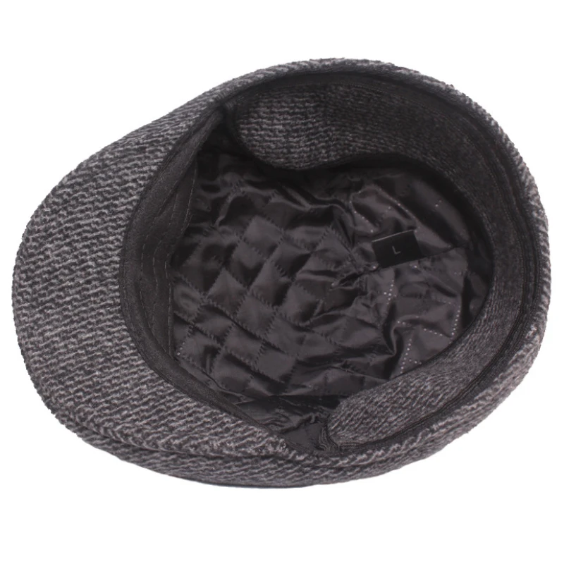 HT3511 Berets Men Autumn Winter Hat Caps for Men Warm Male Earflap Cap Retro Flat Cap Elder Man Dad Hat with Ear Flap Beret Cap