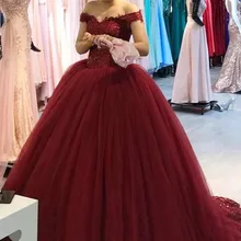 Пышные платья с открытыми плечами кружевное вечернее платье с аппликацией и блестками на шнуровке, праздничные платья на день рождения, 16 платьев
