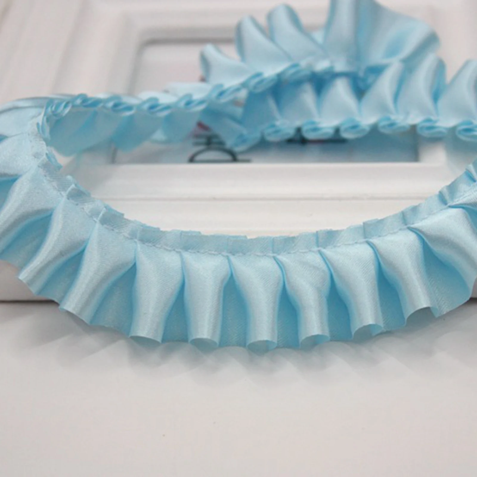 Lace ribbon cotton ribbon ruffle unilateral satin ribbon trim 25mm (1") sewing wed doll dress craft 5.5 Yards