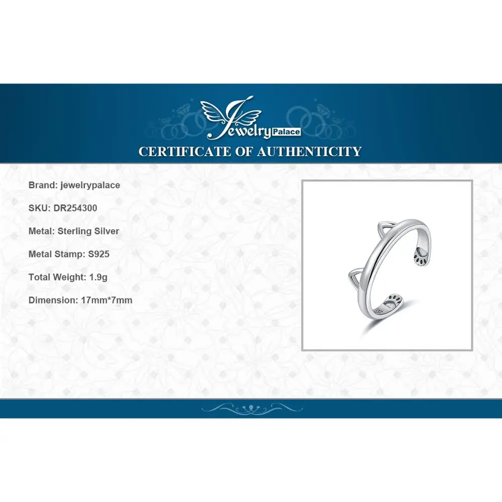 JewelryPalace Katzenring, Ohrpfote, 925er Sterlingsilber, offener