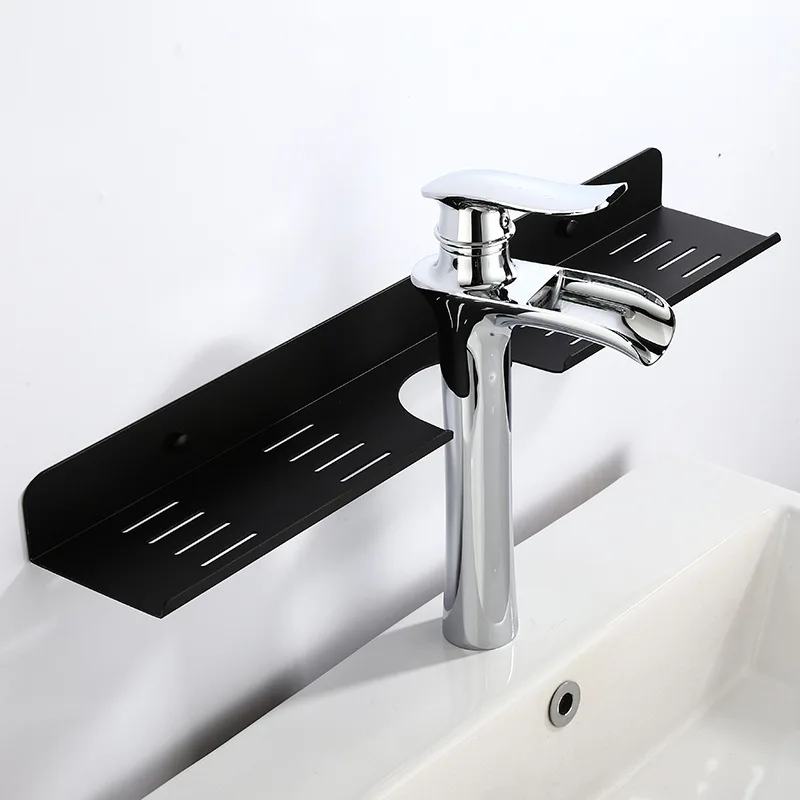 Alumimum Black And White with Pattern Hole Punched Shampoo Tray Bathroom Toilet Tap Draining Shelf Storage Shelf