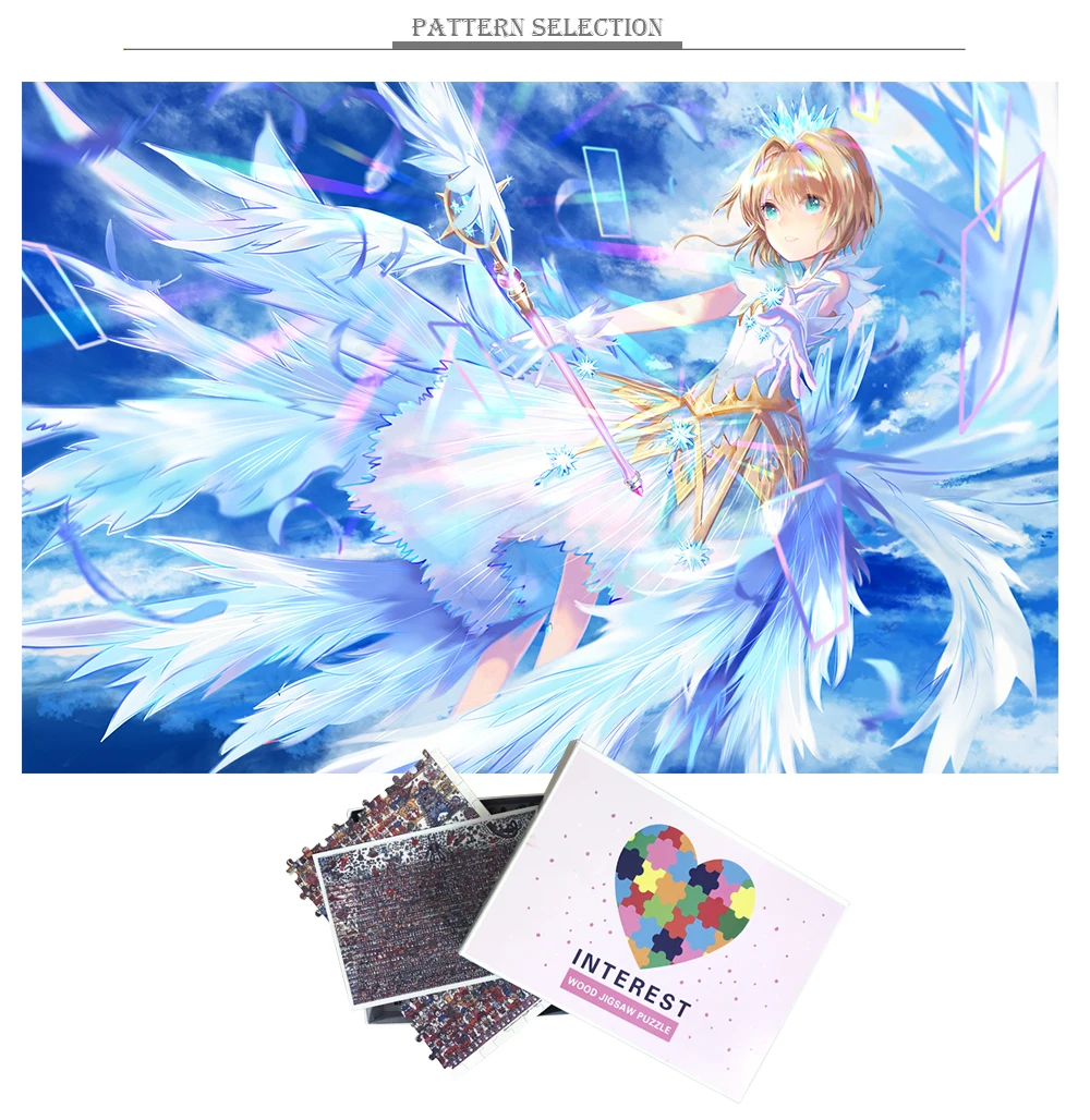 MOMEMO Card Captor Sakura, 1000 деталей, деревянные головоломки, индивидуальные Мультяшные головоломки для взрослых, Детские Обучающие головоломки