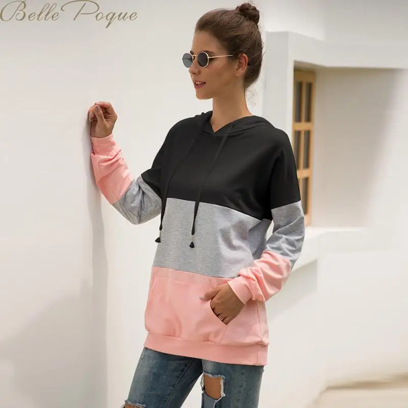 Belle poque осень зима с капюшоном Тедди пуловеры для женщин Лоскутная куртка с длинными рукавами Повседневные школьные флисовые кофты женские