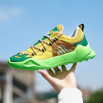 

Men's sneakers high quality green male trainers blue stitching breathable outdoor adult workout shoes teenagers fitness gym