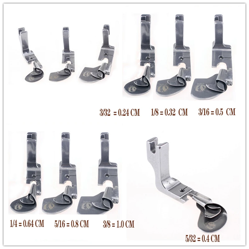 Industrial Sewing Machine Curved Hemming Foot Silk Chiffon Skirt Crimping Presser Foot Hem Pull Tube Presser Foot 3