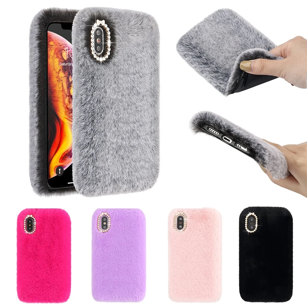 LLZ.COQUE Мягкий Роскошный Пушистый Плюшевый Меховой чехол для телефона IPhone SE 2020 11 Pro X