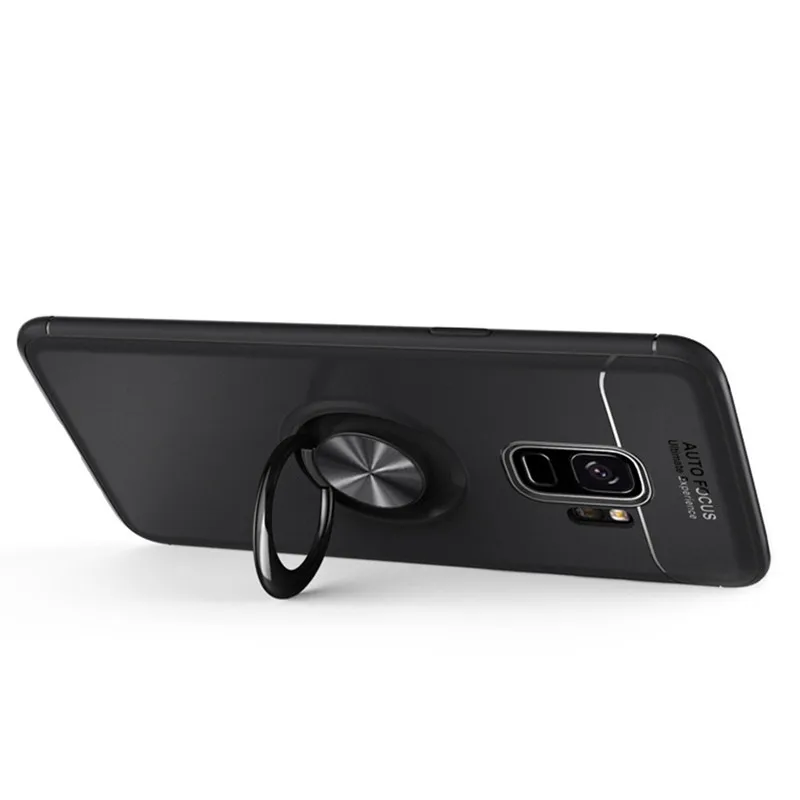 

Soft Silicone Phone Case for Samsung A6 A7 A8S A9 G530 J8 Note 8 9 Case Car with Hidden Ring Finger Holder Stand TPU Cover Case
