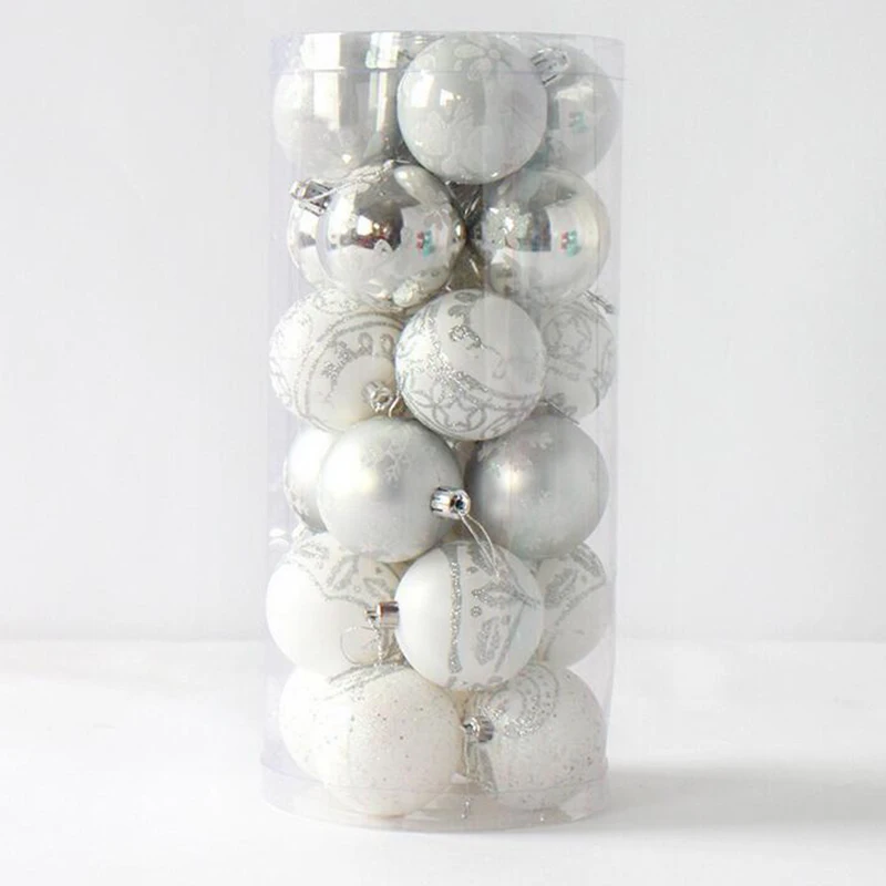 

24pcs Painted Mixed Christmas Tree Decor Balls Xmas Party Window Home Furnish Christmas Hanging Ball Ornament Decoration