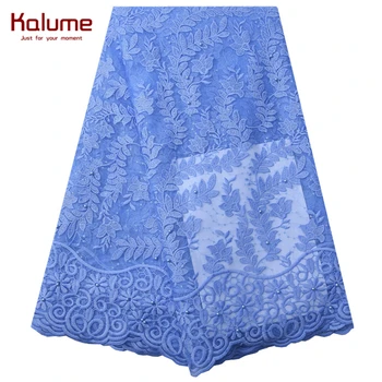 

Kalume African Lace Fabric Skyblue French Mesh Milk Silk Lace Fabric With Sequins And Beads For Nigerian Party Wedding F1868