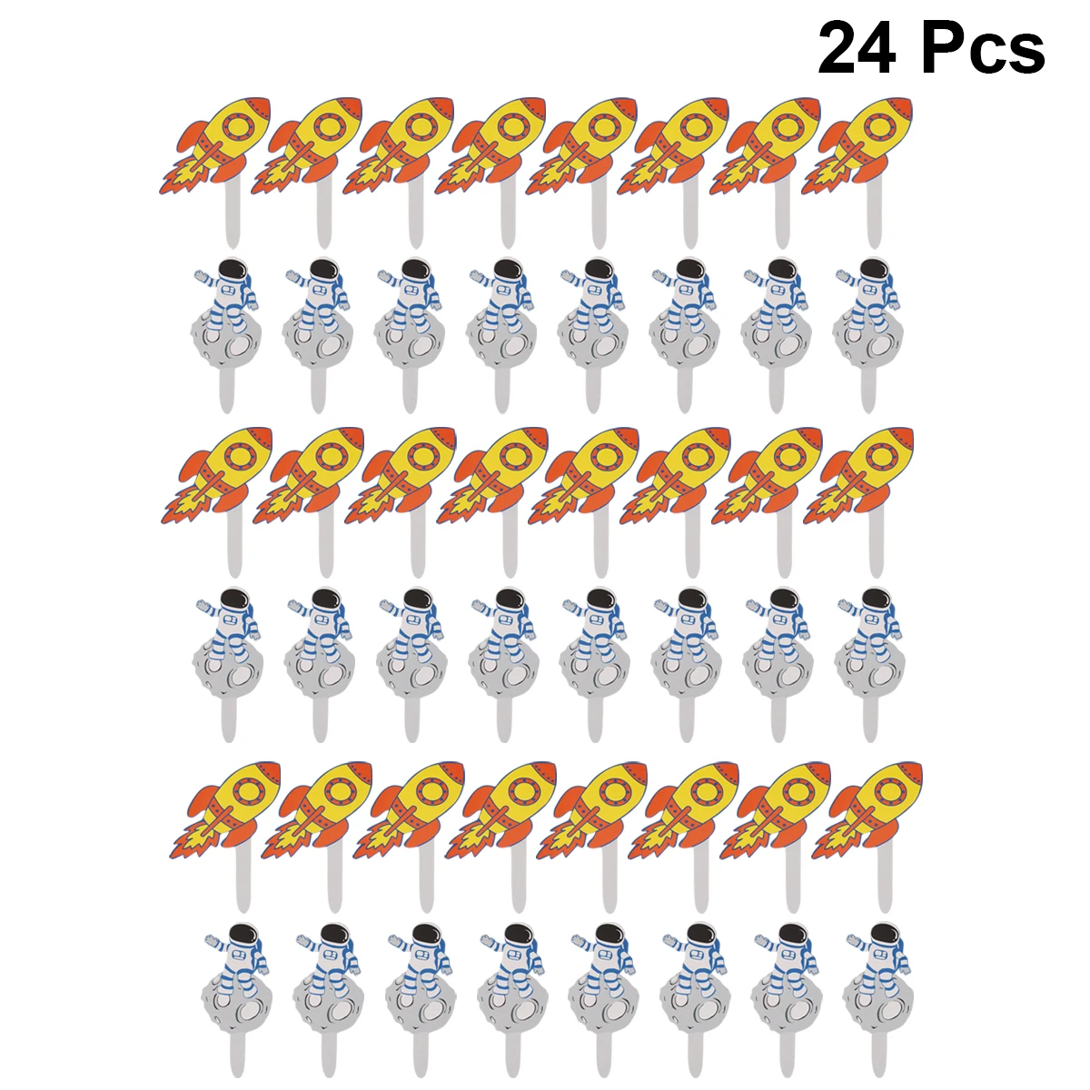 

24pcs PaperCupcake Toppers Space Theme Astronaut Rocket Shaped Cake Toppers Cake Picks For Party Cake Decoration Tools