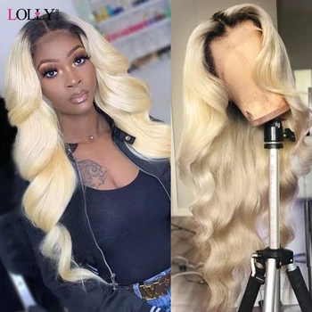 

Honey Blonde Body Wave Wig Transparent Lace Front Human Hair Wigs Brazilian T1B/613 Middle Part Lace Front Wig For Black Women