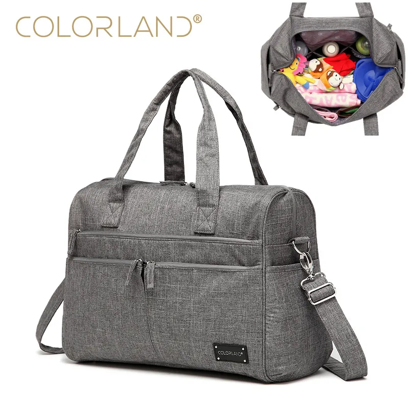 

COLORLAND Solid Color Mummy Maternity Diaper Bag Large Capacity Nappy Travel Bag Backpack For Baby Care Women's Shoulder Bag