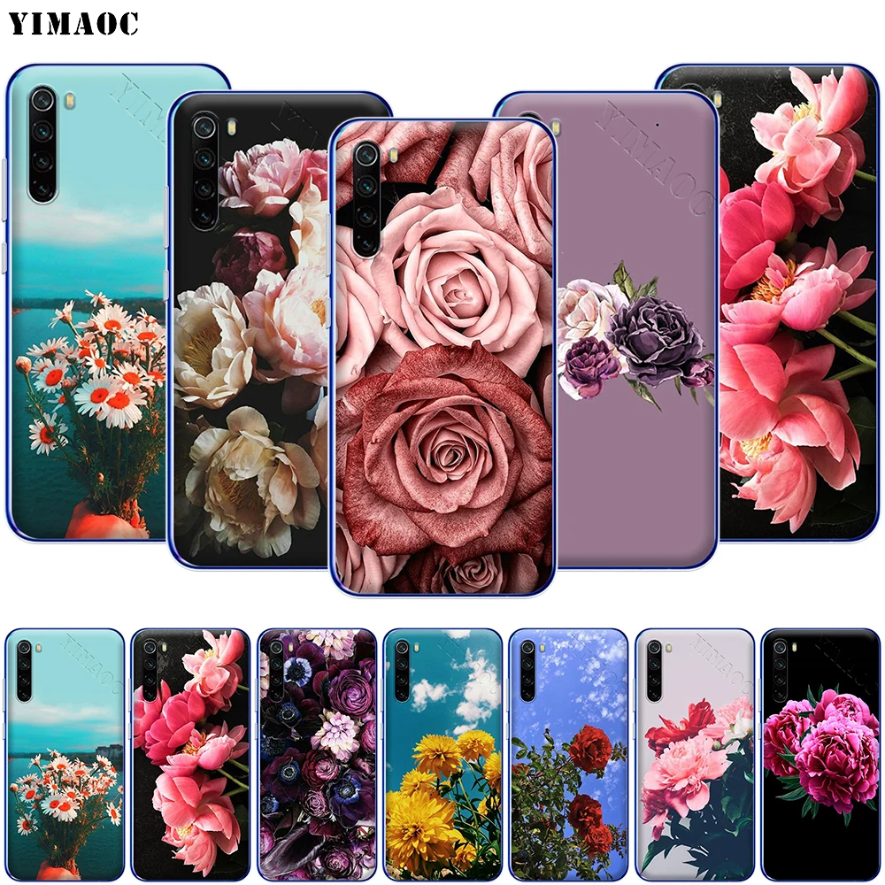 Элегантный розовый фиолетовый чехол YIMAOC с пионами для Xiaomi MI 9T 9 8 6 SE F1 CC9 CC9E A3 A2 A1 GO S2