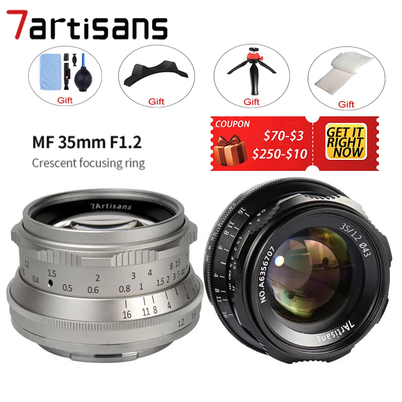 7artisans 35mm F1.2 Prime Lens for Sony E/Nikon Z /for Fuji XF APS-C Camera Manual Mirrorless Fixed Focus A6500 A6300 X-A1 | Электроника