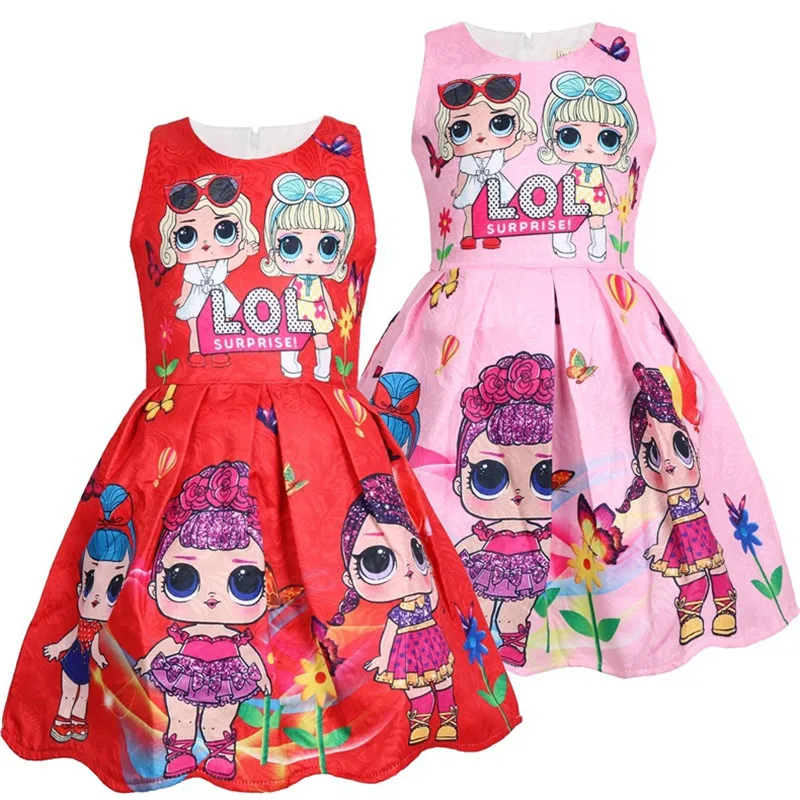 

Summer Sleeveless Party Tutu Girls Dresses Cartoon Print Fashion New Arrival Children Wedding Costume Kids Girl Dresses