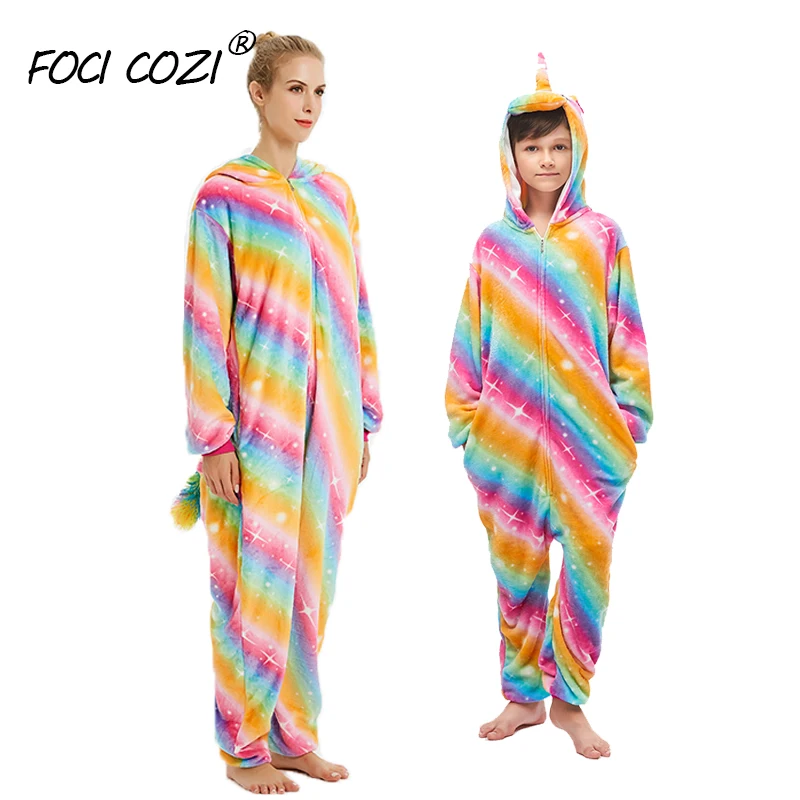 

Kids Clothes Rainbow Unicorn Pajamas Women Cosplay Costume Unicorn Sleepwear Mom And Son/Daughter Matching Clothes