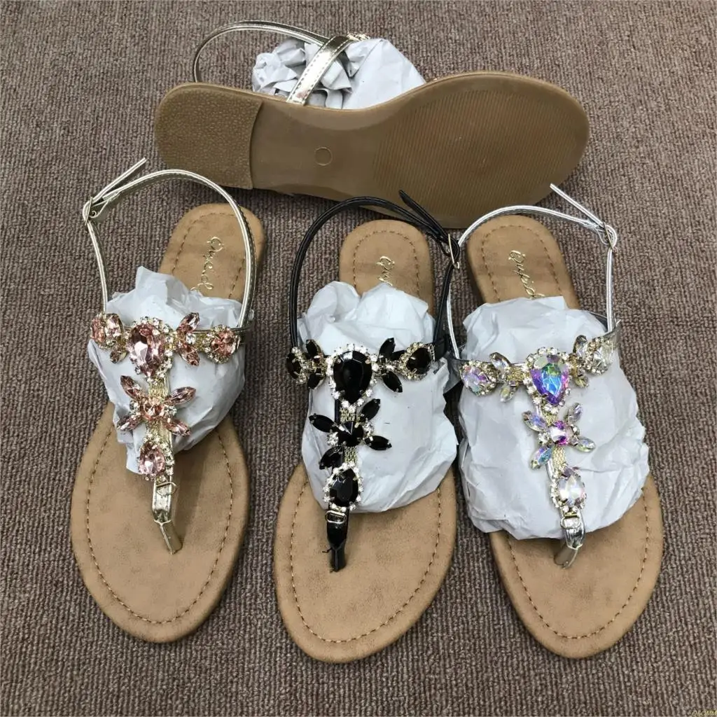 

Dropshipping 2019 New Sandals Women Bright Diamond Casual Outdoor Travel Flip Flop Beach Shoes Women Non-slip Durable Slippers