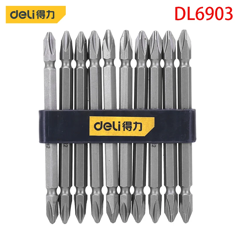 Deli DL6903 Specification: PH2X65mm 6.3mm Series Screwdriver Bits 10-Piece Set S2 Alloy Steel Material Bit With Strong Magnetism