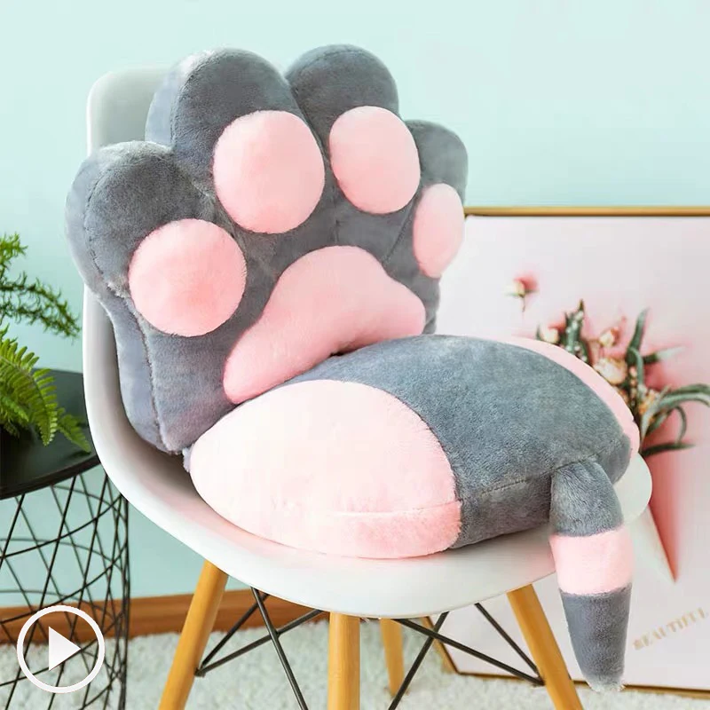 JUSTCHIC зимняя плюшевая подушка с когтями для кошек(с хвостом), теплая мягкая подушка для сиденья, подушка на спинку стула, подушка для задника, милая игрушка