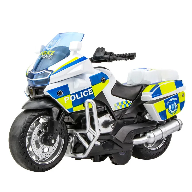 1:14 Diecast Motorcycle Car Model Metal Toy Car Police Motorcycle Car Sound And Light Pull Back Car For Kids Birthday Christmas