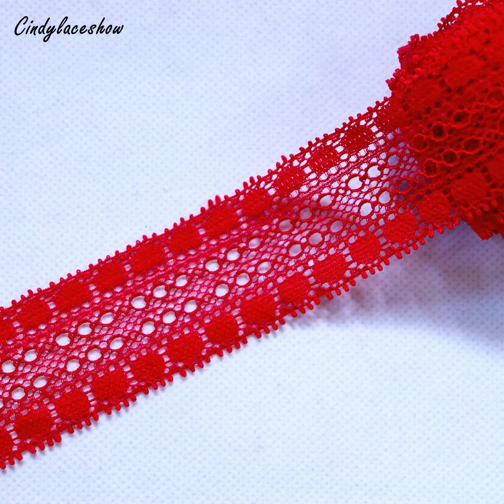 

5 yards 1.2'' wide Red Elastic Stretch Lace Trim Lace Ribbon Band For Sewing Materials Underwear Decoration Underpants Lace Handmade Accessory DIY Crafts