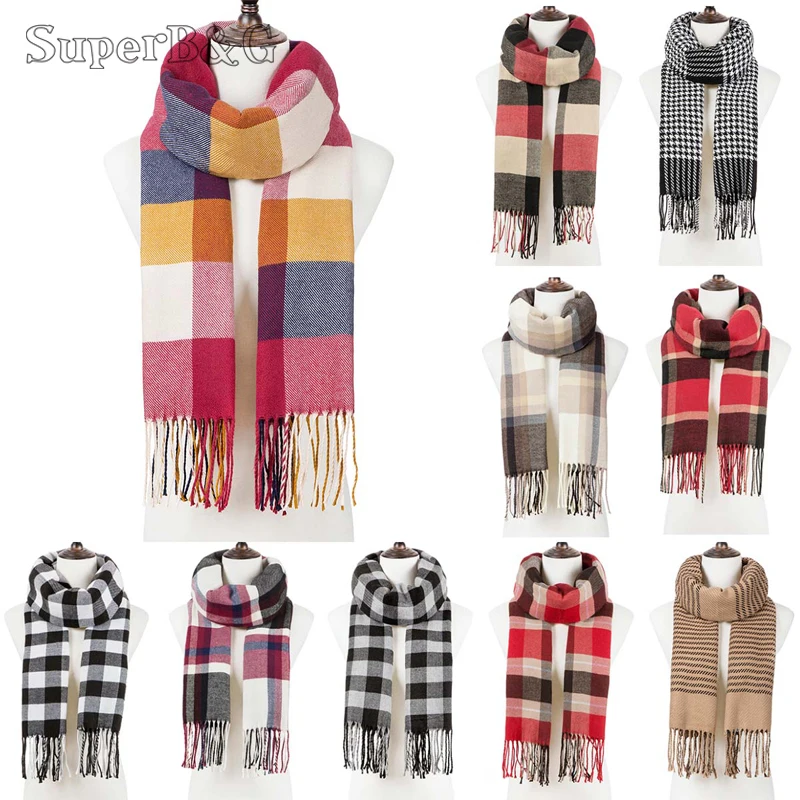 

2019 New Men Women Winter Scarf Fringe Plaid Lady Shawl Long Fashion Casual Winter Warm Men's Scarf Bufandas Hombre