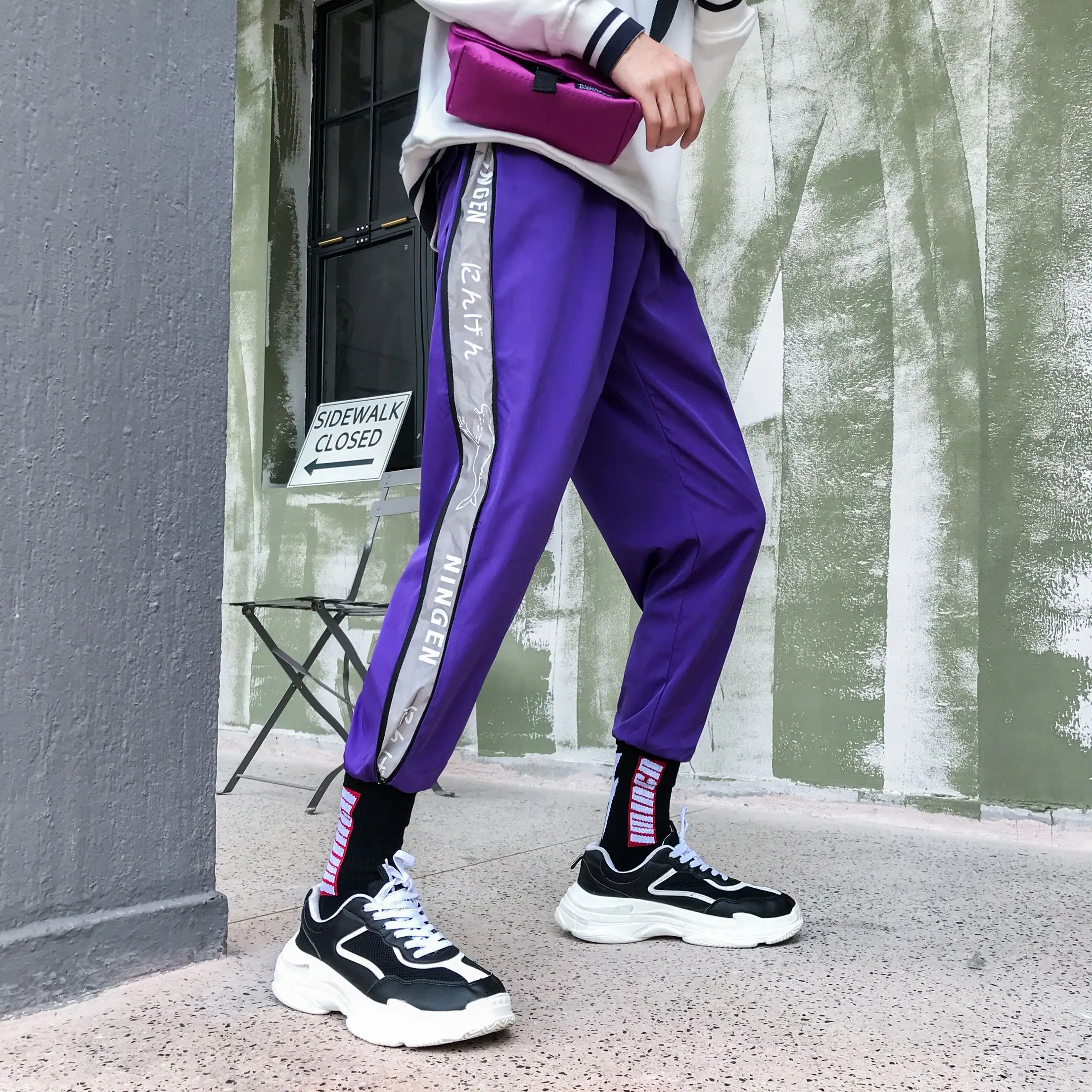 Liketkit, новинка, летние штаны для бега, мужские,, мужские, с боковой полосой, светоотражающие этикетки, шаровары, спортивные штаны для мужчин, хип-хоп, Homme, спортивные штаны, INS