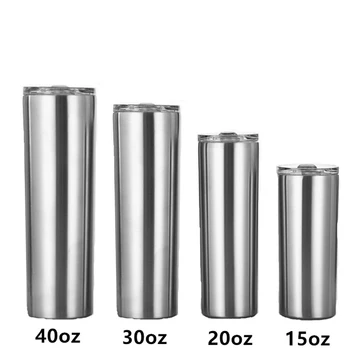 

304 stainless steel 15/20/30 oz straight truck Ice Bar slimming drink with straw insulated water cup