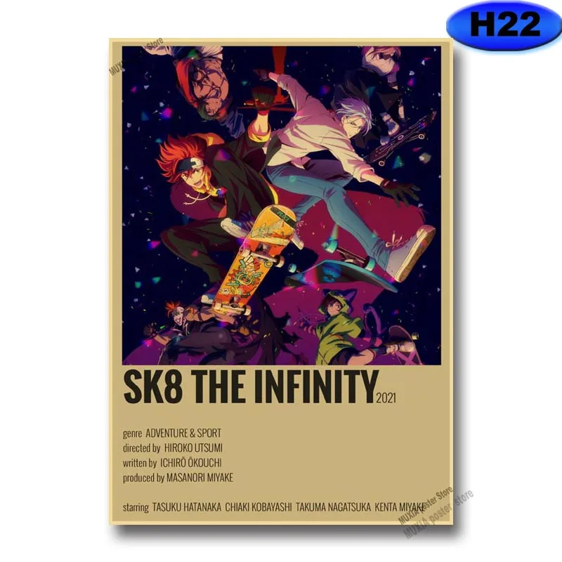 Vintage SK8 The Infinity Poster Kraft Paper Anime Posters Wall Stickers Home Decor Study Bedroom Bar Cafe Decoration Painting