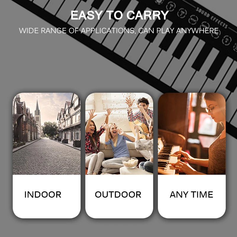 Портативное профессиональное умное складное пианино с 49 клавишами, силиконовое ручное электронное пианино, инструмент для начинающих, легко носить с собой
