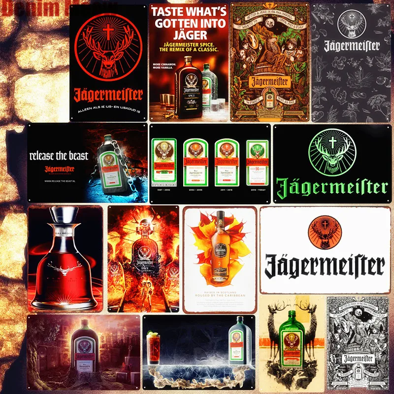 Потертый шикарный металлический постер Jagermeister украшение для паба бара голова