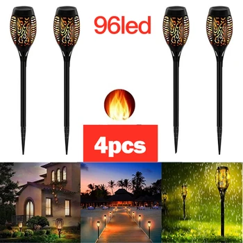

96 LED Solar Flame Lamp Outdoor Torch Lights Safety Waterproof Light Flicker Lights for Garden Decoration Automatic On Dusk