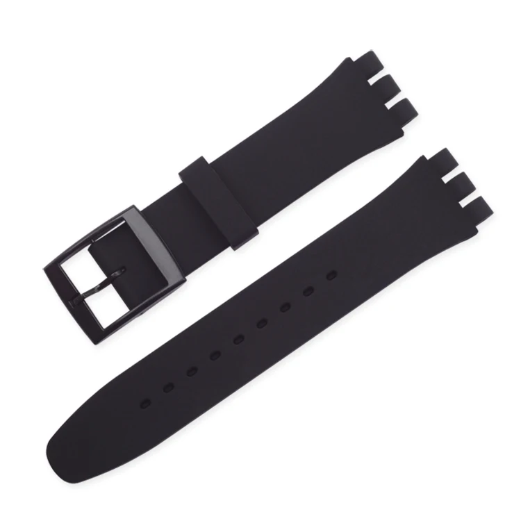 Black 12 мм 16 мм 17 мм 19 мм 20 мм силиконовый сменный ремешок для часов Swatch спортивный резиновый женский цветной ремешок аксессуары для браслетов - Цвет ремешка: Black