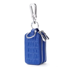 Кожаный мужской и женский чехол для ключей с двойной молнией