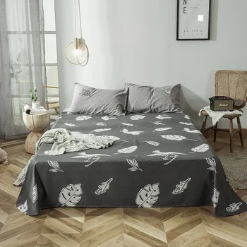 

100% Cotton Leaves Print Flat Sheet For Children Adults Single Double Bed Flat Bedsheets (No Pillowcase) XF743-13