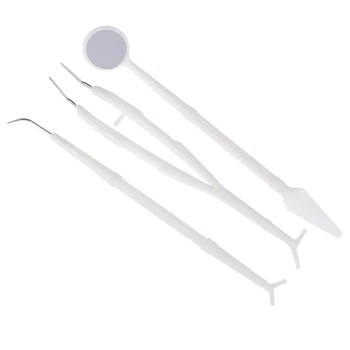 

3PCS Stainless Steel Dental Instrument Probe Set Dentist Dental Mouth Mirror And Sickle Scaler Hygiene Cleaning Kit