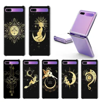 

Starry Moon Girl Case for Samsung Galaxy Z Flip Hard Clear Plistic Phone Coque Split Folding Cover Fashion Shell