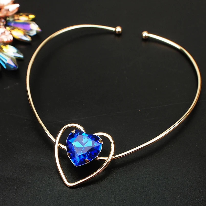 Ожерелье для женщин из сплава, колье с большими кристаллами в форме сердца,, свадебные модные ювелирные изделия