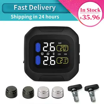 

Motorcycle tpms Real Time Temperature Tire Pressure Monitoring System Waterproof M3 Wireless LCD Display External TH/WI Sensors