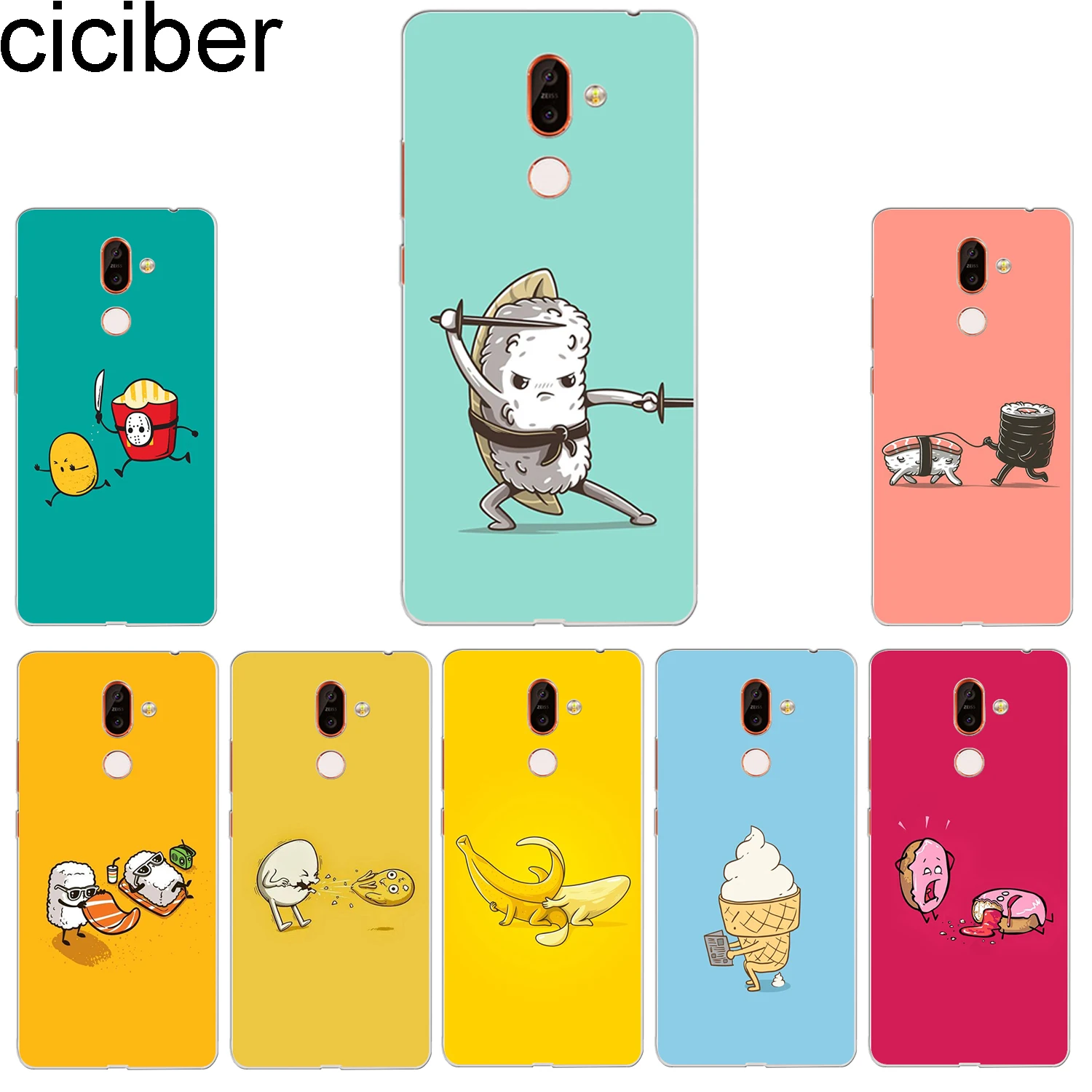

ciciber Funny Food Phone Case for Nokia 9 PureView 1 2 3 5 6 7 8 Sirocco Soft TPU Cover for Nokia 2.1 3.1 5.1 6.1 7.1 8.1 Plus