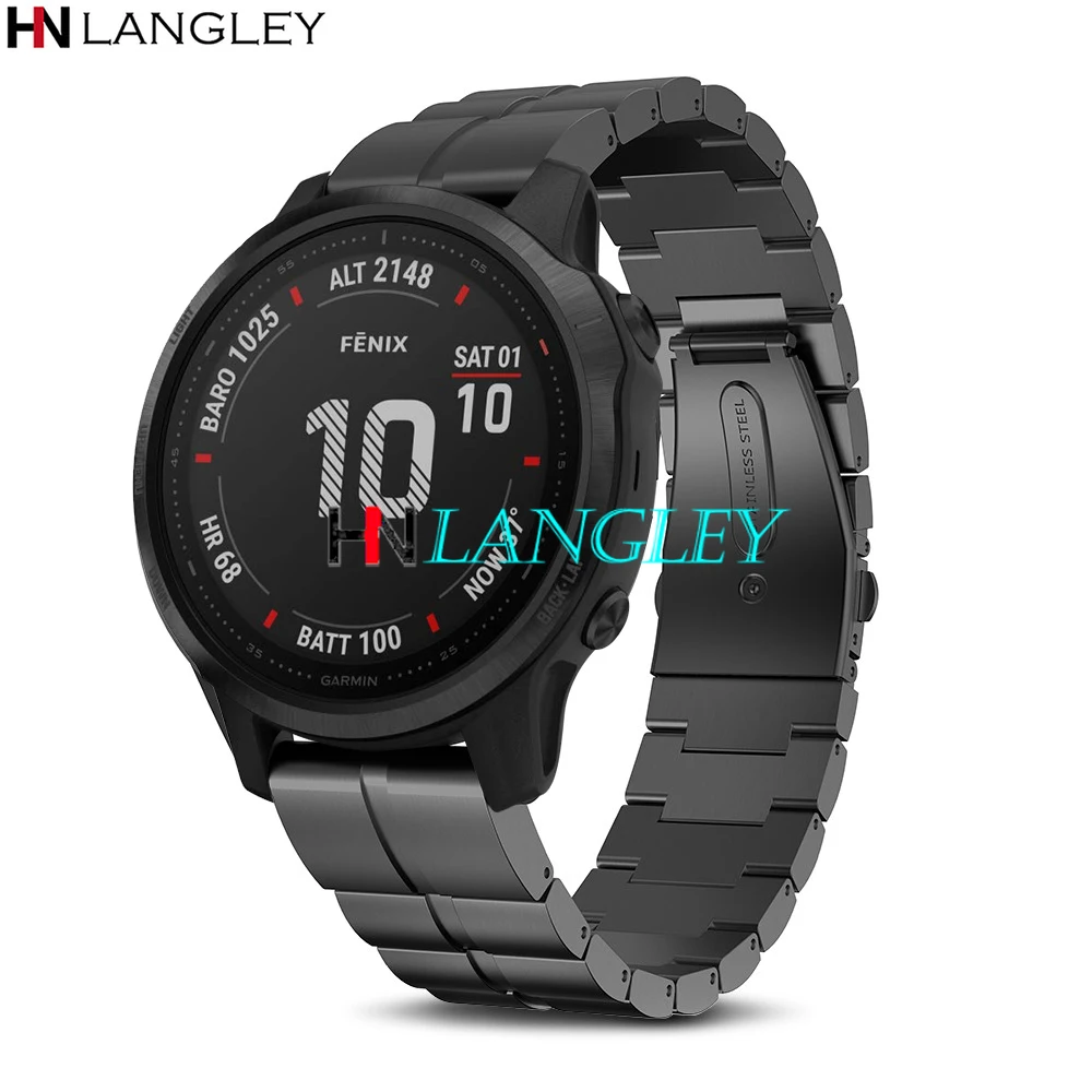 

For Garmin Fenix 6 6S 6X Pro Plus Band Quick Release Easy Fit Watch Strap Double Button Clasp Compatible for Fenix 6 20/22/26 mm