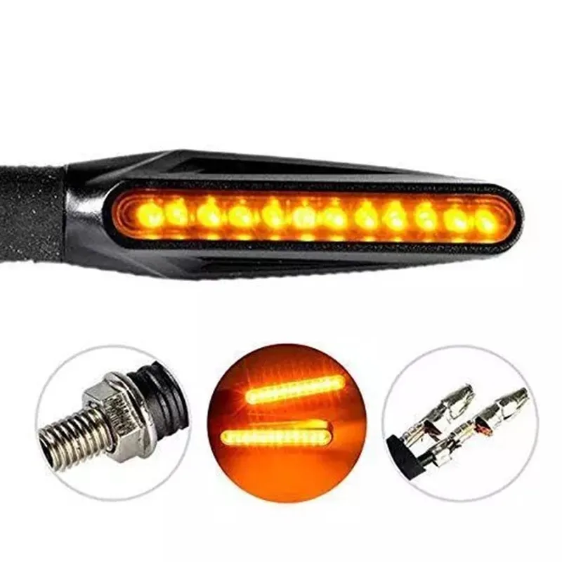 4PCS Motorcycle Turn Signals LED Blinker Motorcycles Flowing Water Flashing Lights Tail Stop Indicators Built Relay Bendable |