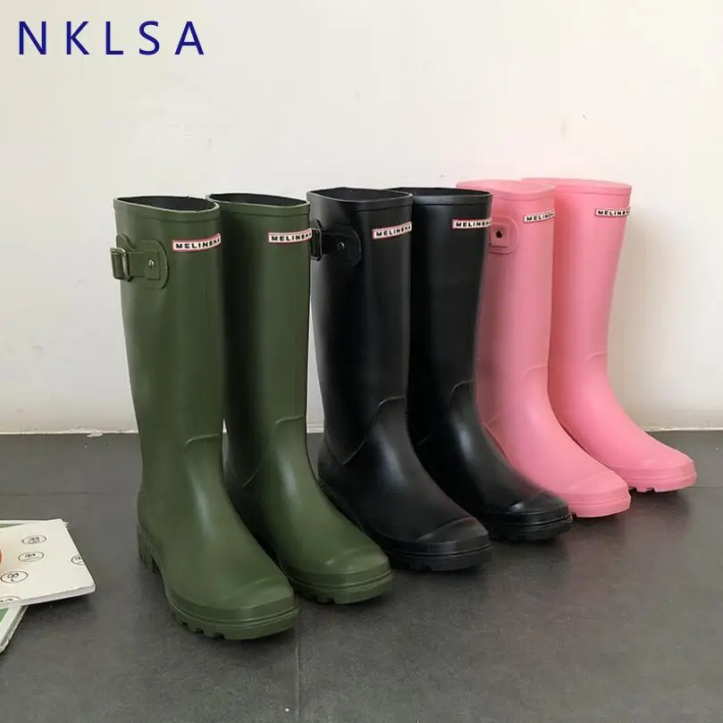 

NKLSA High Quality Knee High Boots Women Leather Knee Winter Boots Comfortable Women Long Waterproof Rain Boots Women