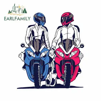 

EARLFAMILY 11.2cm x 10.4cm for Electric Vehicle Couple Windows Car Stickers Occlusion Scratch Trunk Waterproof Decal Graphics