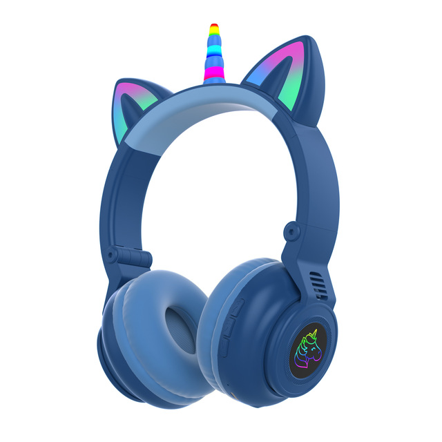 Unicorn Kids Wireless Headphones With Mic,Control RGB Light Girls Music Stereo Earphone Mobile Phone Children's Headset Gift
