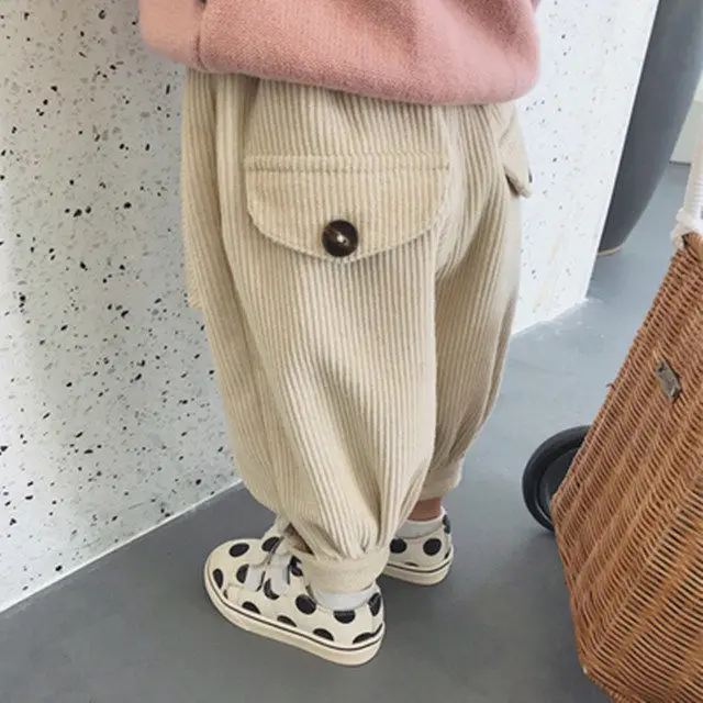 

Children's Corduroy Pants 2 3 4 5 6 Years Baby Casual Harem Pants 2019 Autumn Winter New Baby Boys Girls Trousers Loose Pants