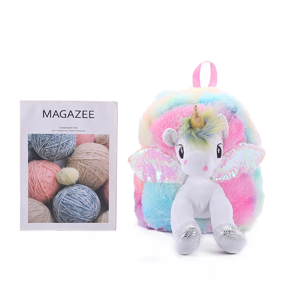 Unicorns Cartoon School Book Bag Backpacks Cute Fashion 3D Fur Backpacks For Girls Travel Backpack Children 12 H3949d8e1c4134ce587356b656b052b54k