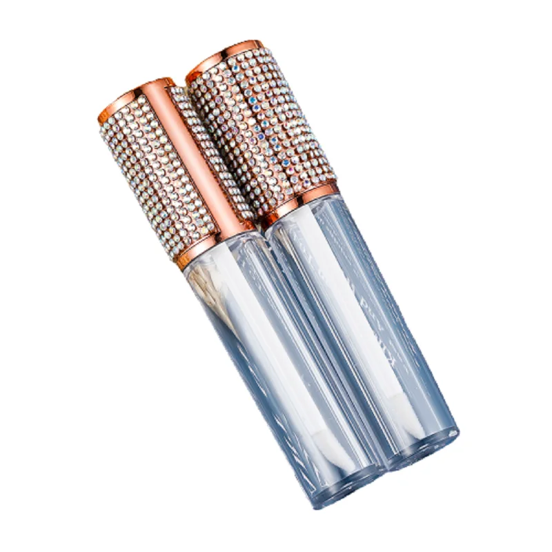

5ml Empty Clear Lip Gloss Tube Cosmetic Container Colorful Rhinestone Pearl Crystal Lid Plastic Round Refillable Bottle 25/50pcs
