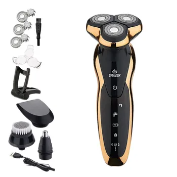 

Men USB Electric Shaver Body Wash Multi-Function Razor 4D Three-Head Foating Electric Shaver Nose Hair Trimmer Wash Four-in-one