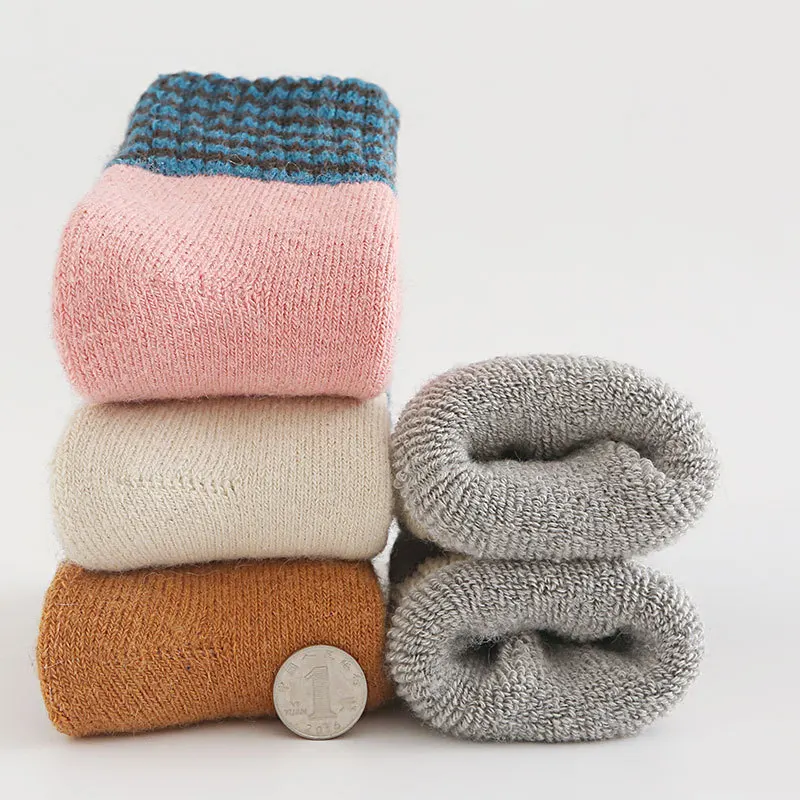 Зимние женские теплые боты, толстые полоски высокого качества модная повседневная одежда из шерсти Носки 3 пары